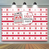 Lofaris Red White Christmas Ugly Sweater Party Backdrop